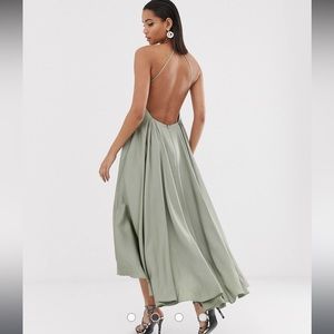 ASOS Edition Plunge Cami Midi Dress with Full Skirt
